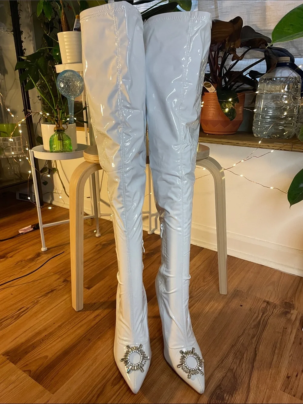 EGO White Over-the-Knee Stiletto Boots